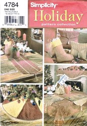 4784 XMAS PILLOWS, LINENS, MANTLE SCARF, STOCKING, SKIRT PATTERN
